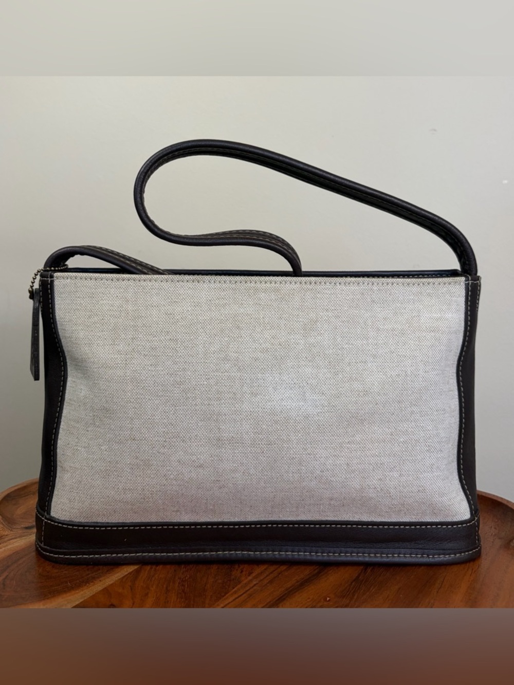 Vintage COACH Large Bleeker Zip Shoulder Bag Canvas Brown Leather 6124 EUC - Picture 16 of 17